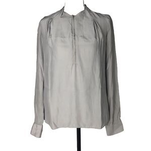 Alice & Trixie‎ Women's Gray Silk 3/4 Up Zip Long Sleeve Shirt Top Size XS